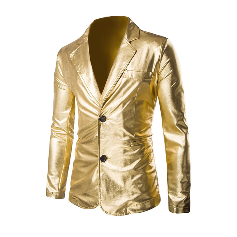 Slim Fit Suit Set - New 2024 Gold Embossed Shiny Casual