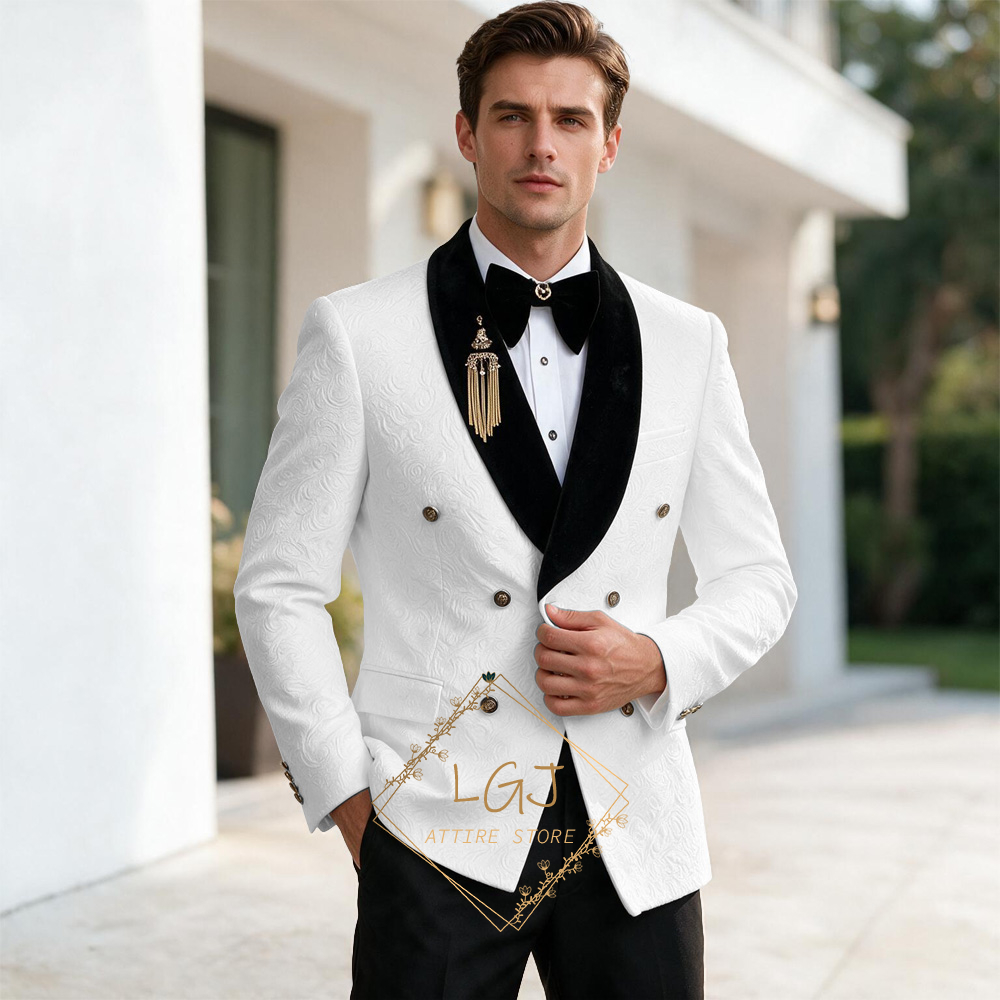 Luxury Men's 2 Piece Embossed  - Men'S Formal Dinner Wear review and price