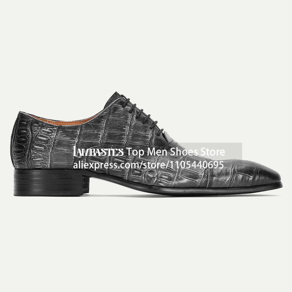 Black Crocodile Print Lace Up  - Scale - Men Formals & Ethnic Wear review and price