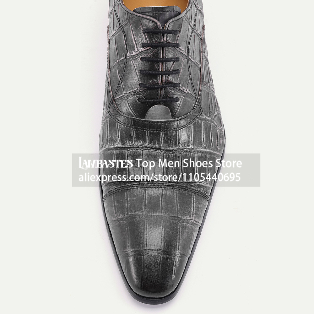 Black Crocodile Print Lace Up  - Scale - Men Formals & Ethnic Wear review and price